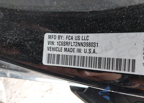 2022 Ram 1500 Rebel 4X4 5'7 Box z USA, uszkodzony, nr VIN 1C6SRFLT2NN398031